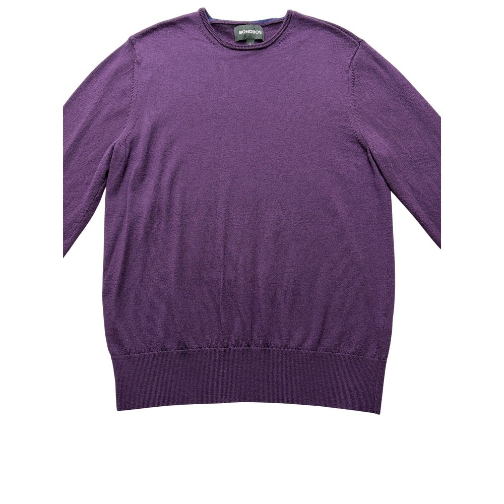 Bonobos Mens Medium Purple Merino Wool‎ Crewneck Pullover Knit Sweater